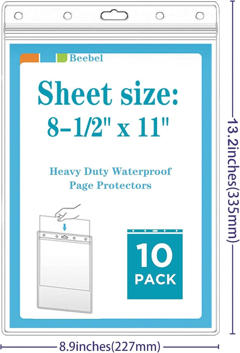Beebel 10 Pack Job Ticket Holders 8 1/2" x 11" Waterproof Zip Page Protectors Heavy Duty Dry Erase Document Storage Shop Ticket Holders (Clear-Vertical) - Image 2